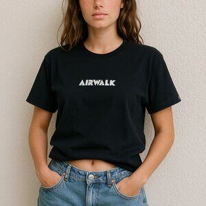 Airwalk Y2K Black Logo Tee Medium Skate Graphic T-Shirt 2000s Streetwear